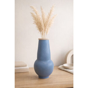 Large Threshold Stoneware Vase Blue Matte 11.5” Modern Decor Target Display